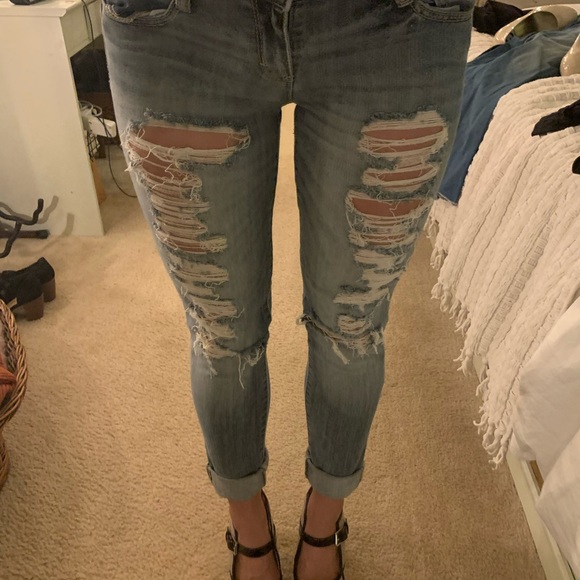 Low Rise Ripped Blue Jeans - Picture 3 of 7